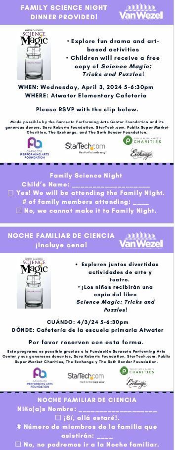Family science night information banner