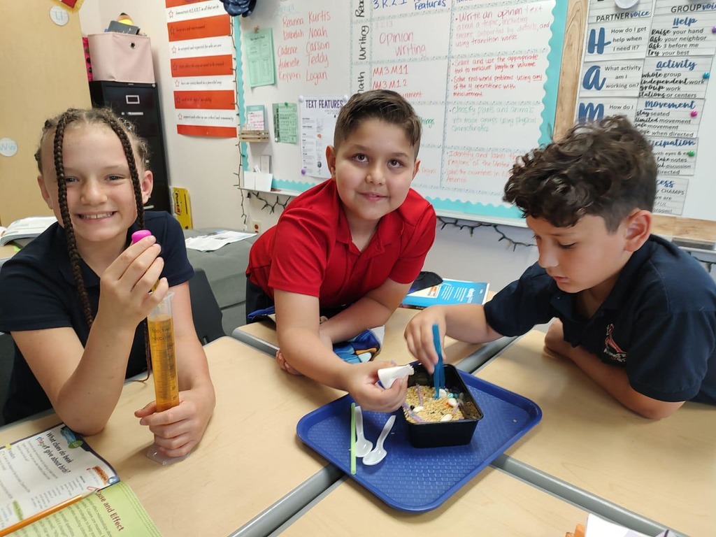 Kids in class learning about animal adaptations with a bird beak