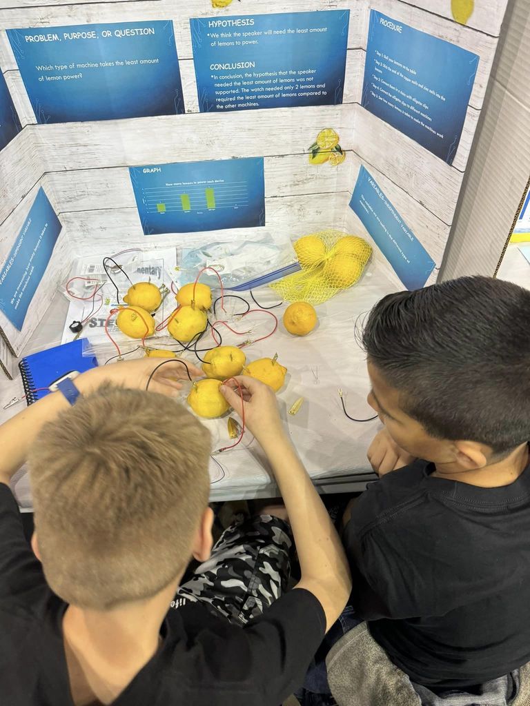 Two kids conducting an experiment with lemons