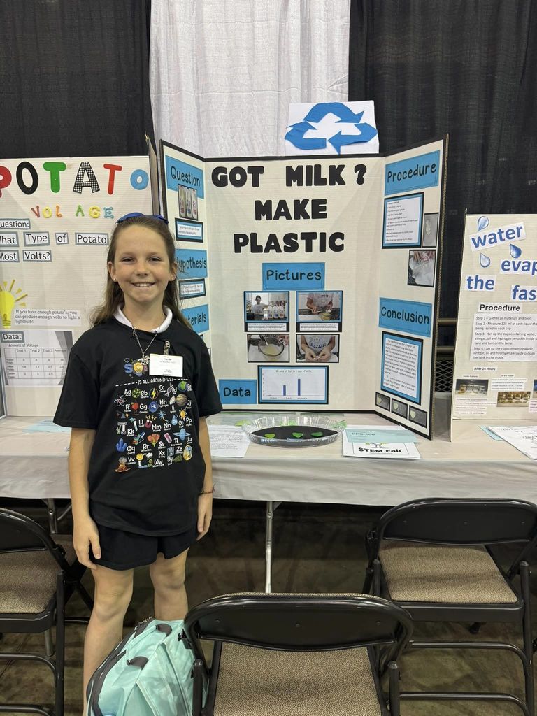Student showing her milk project