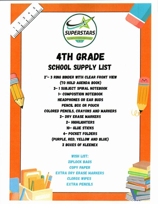 4 School Supply List
