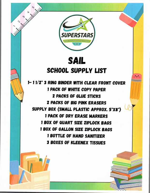 SAIL School Supply List