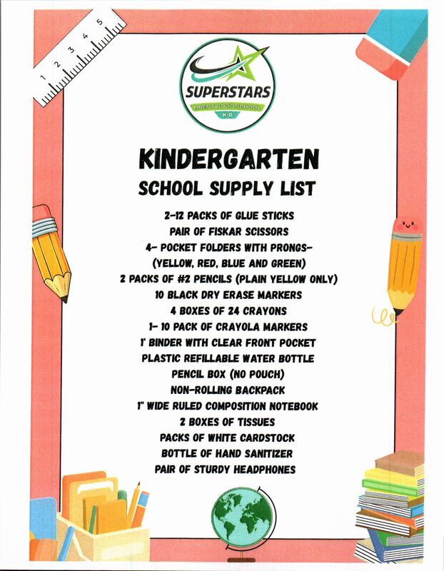 K School Supply List