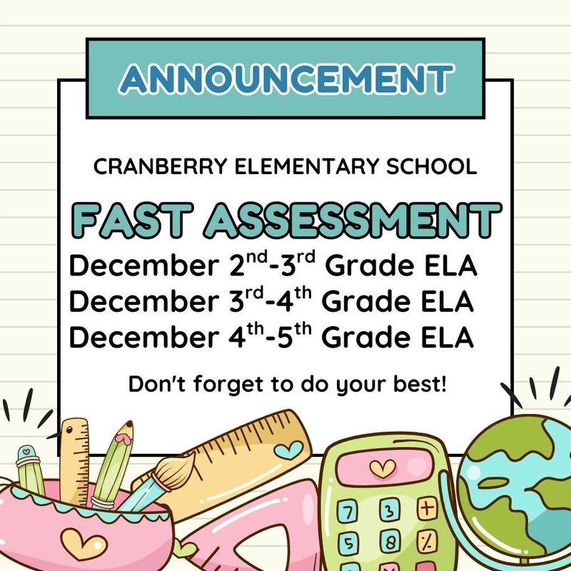 FAST Assessment Dec 2nd - 4th