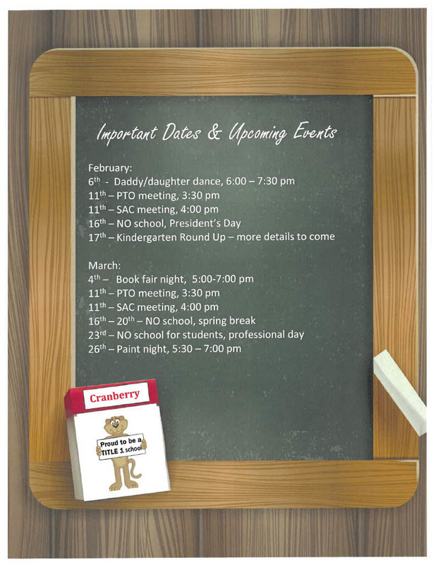 Important Dates & Upcoming Events - February and March 2026