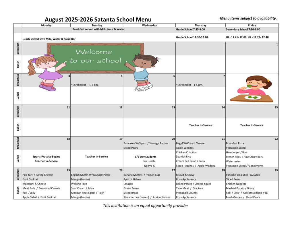 august menu