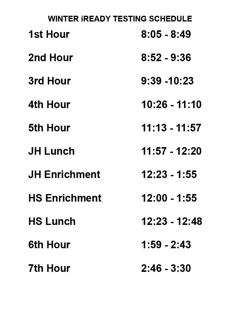 iready schedule