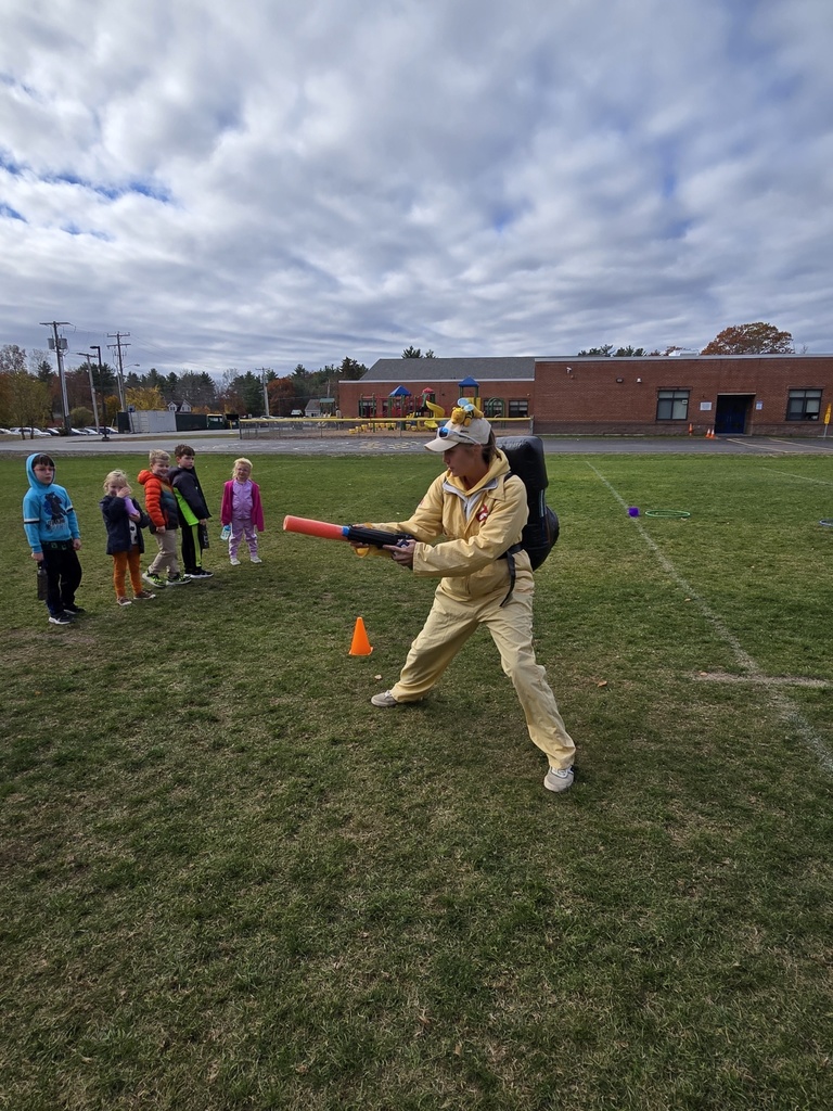 Mrs. Kimball preparing for a Ghostbusters game.