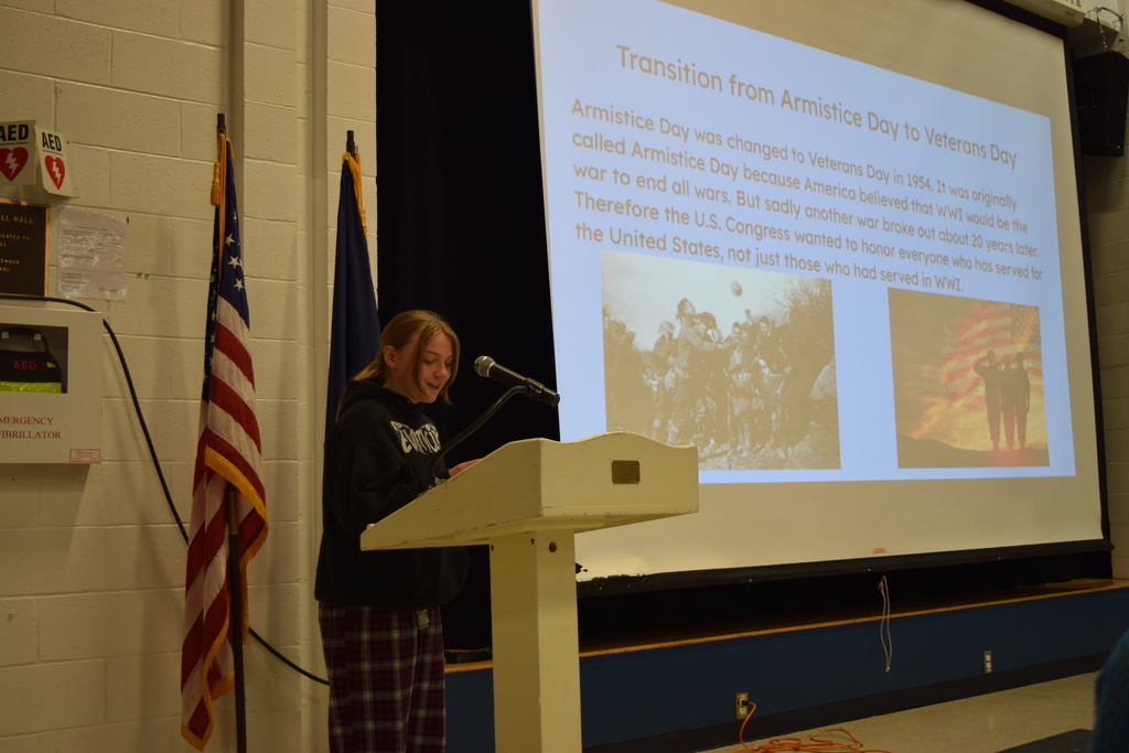 7th Grade presenting on Veterans Day