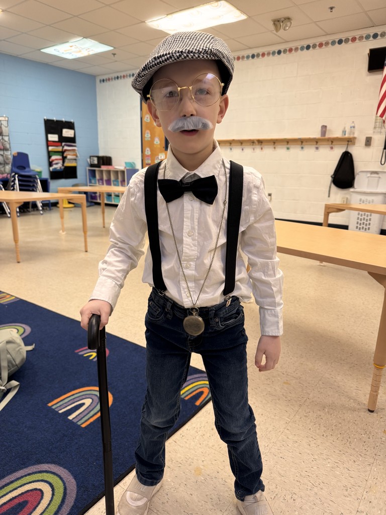 One of our kindergarten students dressed for the 100th day of school