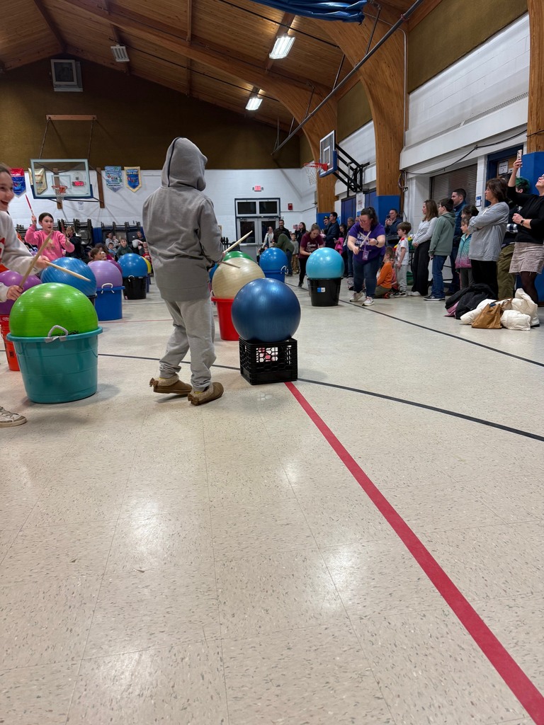 Students playing a Drums Alive routine with Mrs. Bolduc and Mrs. Kimball!