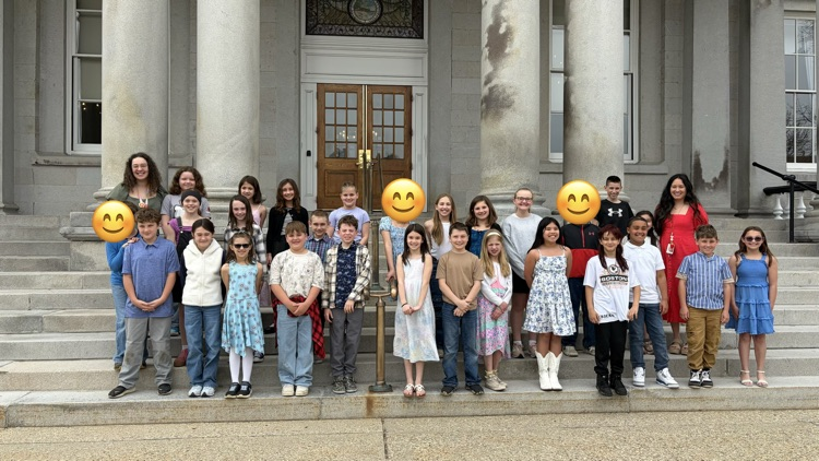 Students in front of the State House