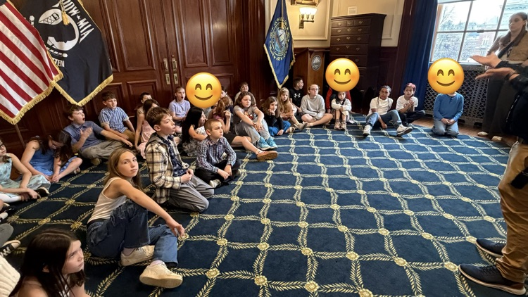 Students inside of the State House