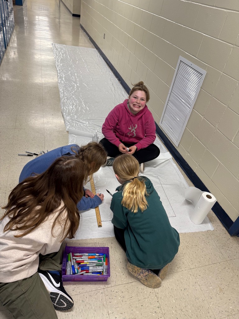 Students creating Math and Movement mats
