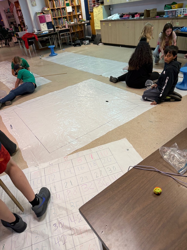 Students creating Math and Movement mats