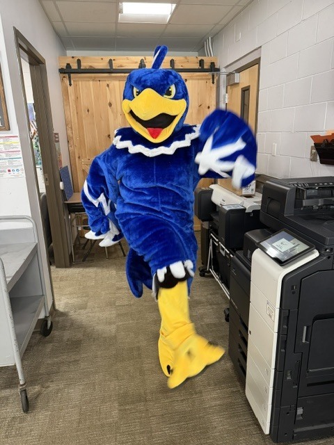 Ellie the Eagle jumping for joy!