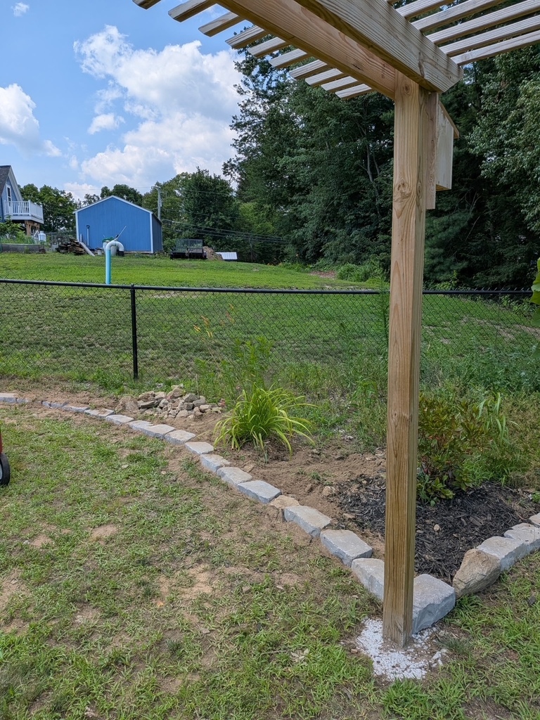 The finished garden edging
