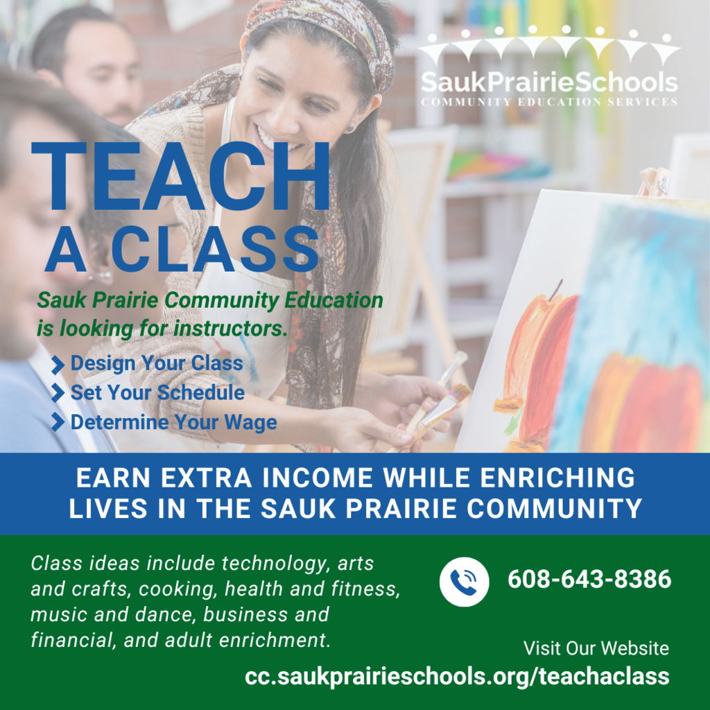 Teach a Class for Sauk Prairie Community Education