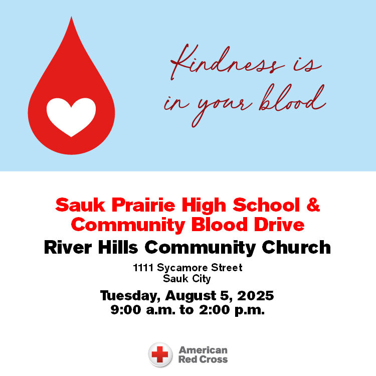 SAUK PRAIRIE HIGH SCHOOL HOSTS A BLOOD DRIVE ON AUGUST 5