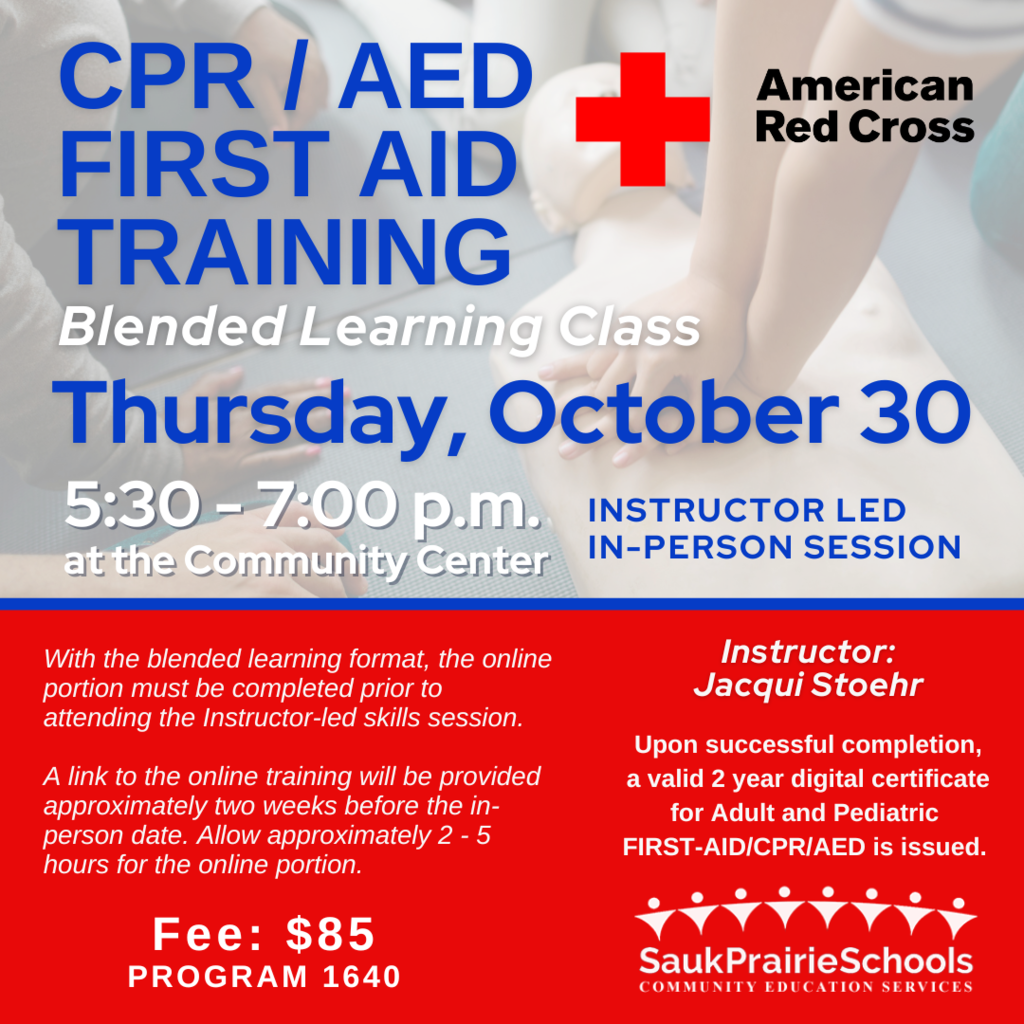 CPR Blended Learning Program with In-Person Class on October 30