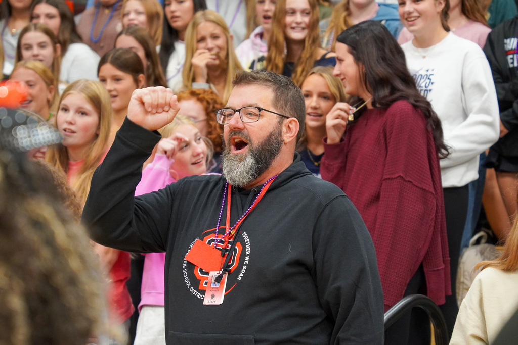 Mr. Harnisch joins Freshmen chant.