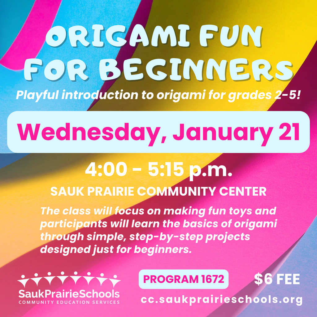Origami Fun for Beginners on Wednesday, January 21