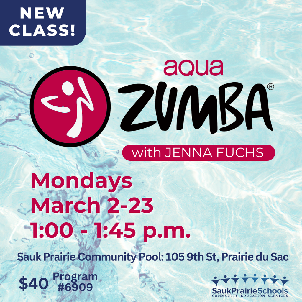 Aqua Zumba class Mondays March 2-23