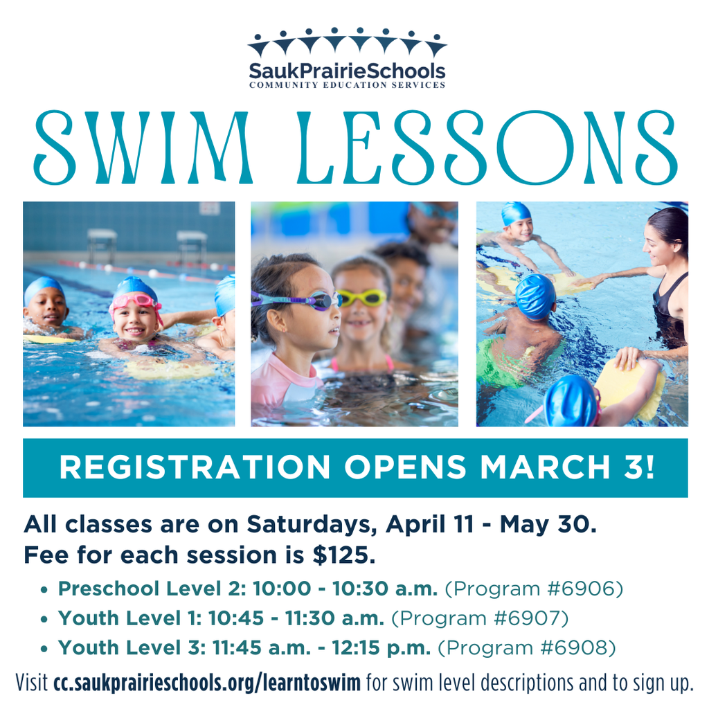 Registration for Swim Lessons opens March 3