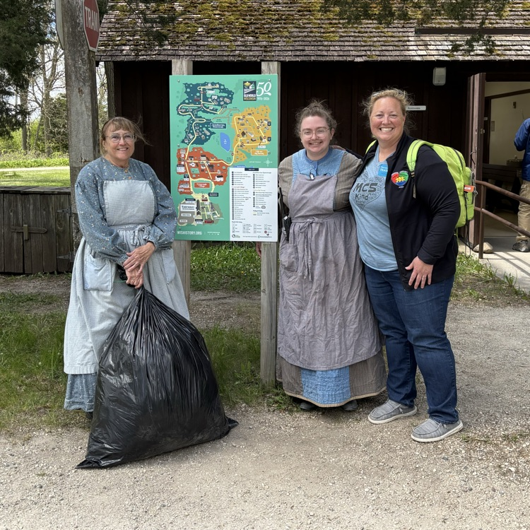 Wool from the school sheep was donated for the Old World living history demonstrations. 