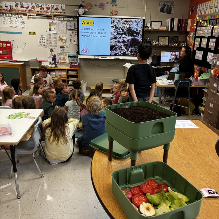Fifth grade leaders presenting to kindergarten.