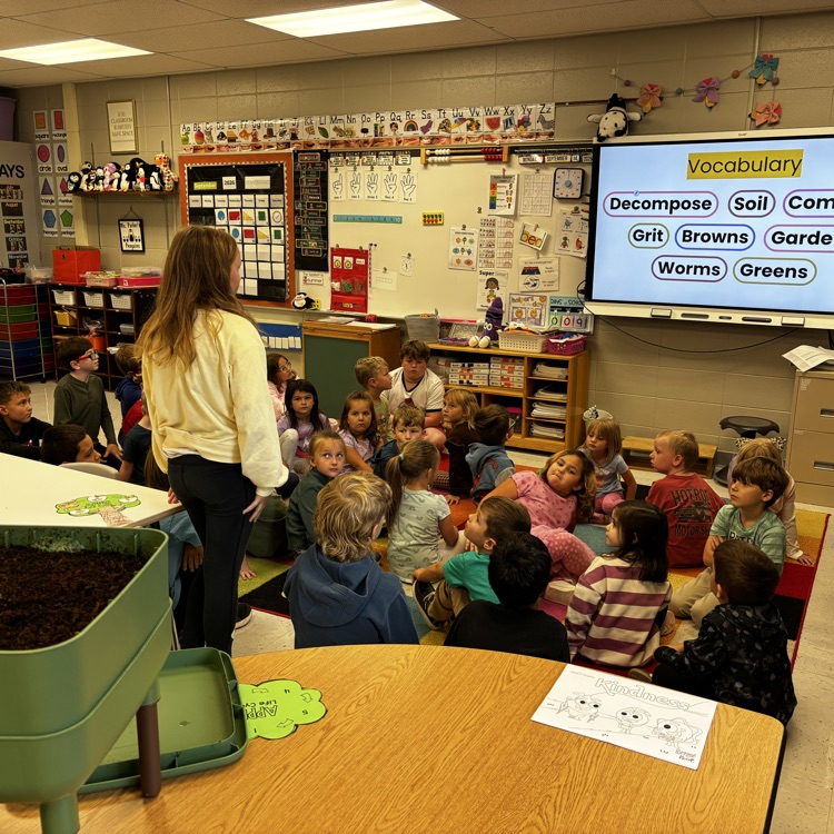 Fifth grade leaders presenting to kindergarten.