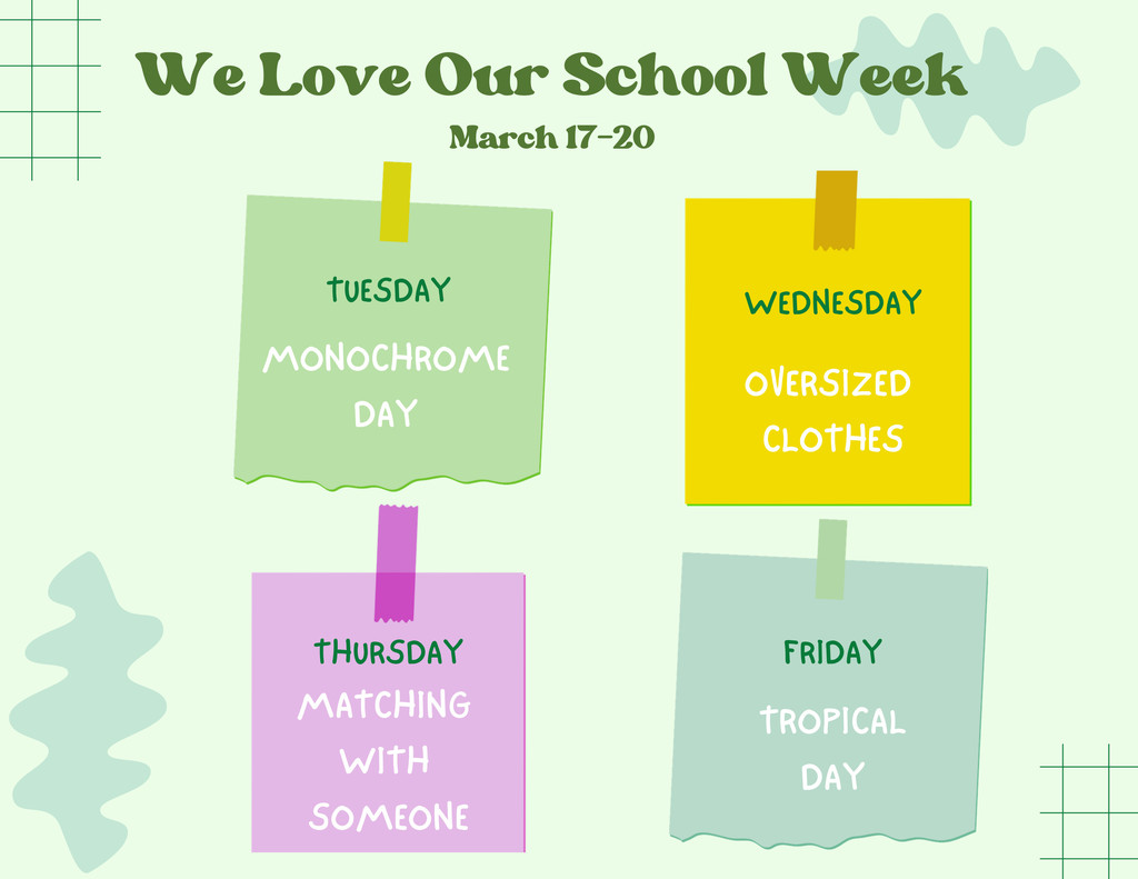 A flyer for school spirit week