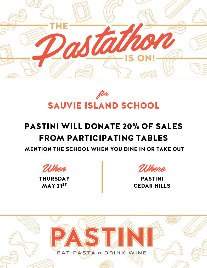 Flyer for donation night at Pastini in Hillsboro
