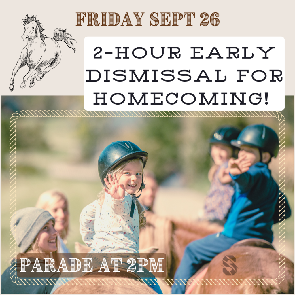 Friday, September 26th. 2-hour early dismissal for homecoming. Parade at 2 pm.