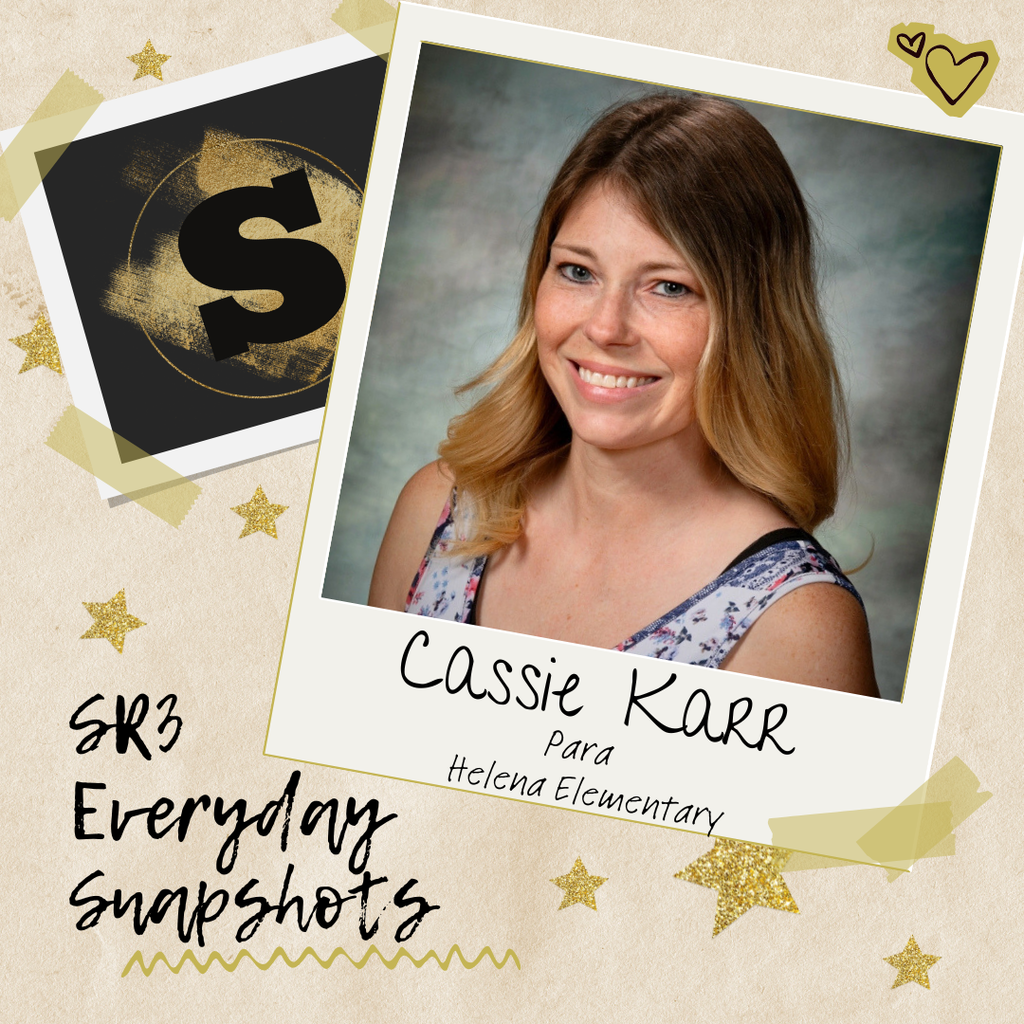 SR3 Everyday Snapshot graphic with a polaroid picture frame around a Cassie Karr's school photo. 