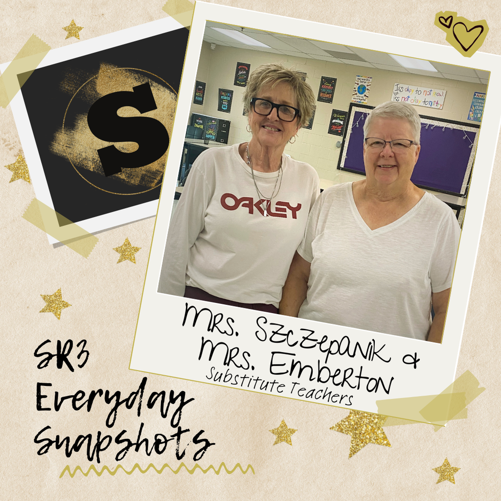 Substitute teachers Mrs. Szczepanik and Mrs. Emberton stand side by side in a classroom, smiling at the camera.”