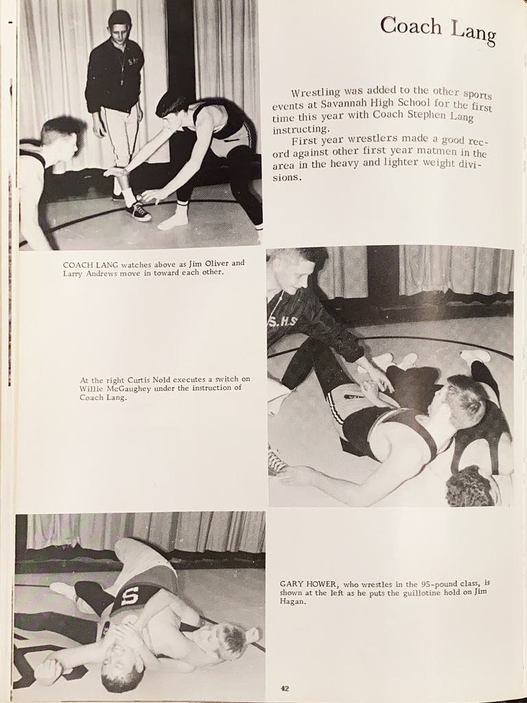 scan from a 1967 year book wrestling pages 
