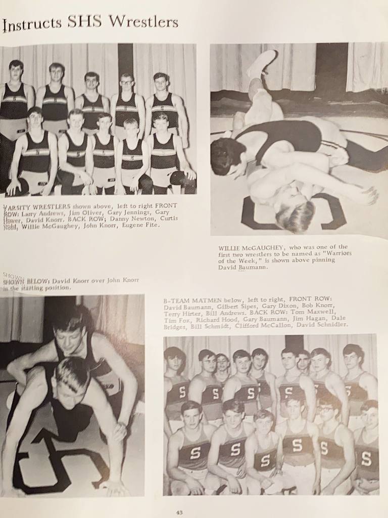 Scan from 1967 year book shows wrestling team