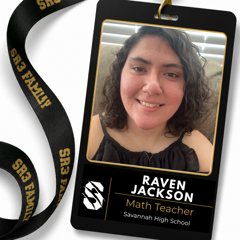 Portrait of new Savannah High School math teacher Raven Jackson smiling indoors while wearing a black sleeveless top.