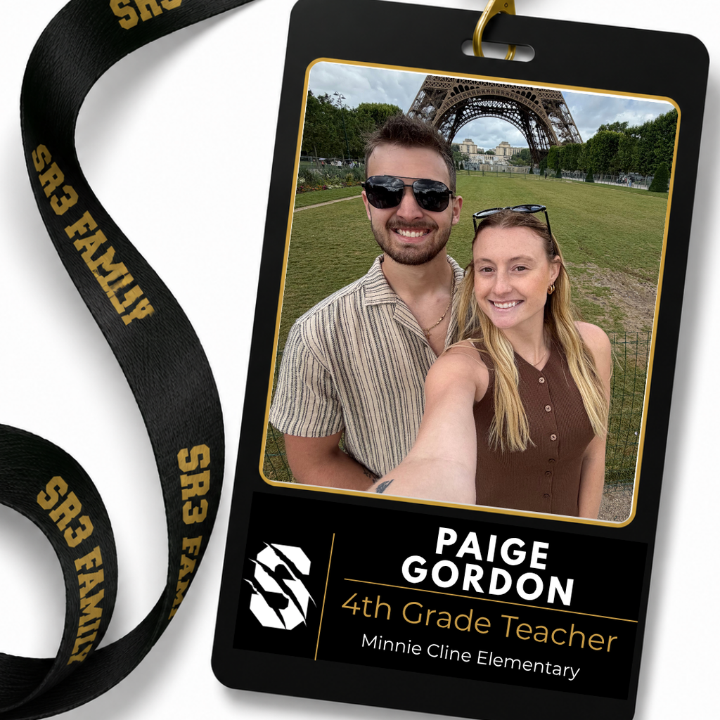 New Minnie Cline Elementary fourth grade teacher Paige Gordon smiles with her husband in front of the Eiffel Tower in Paris.