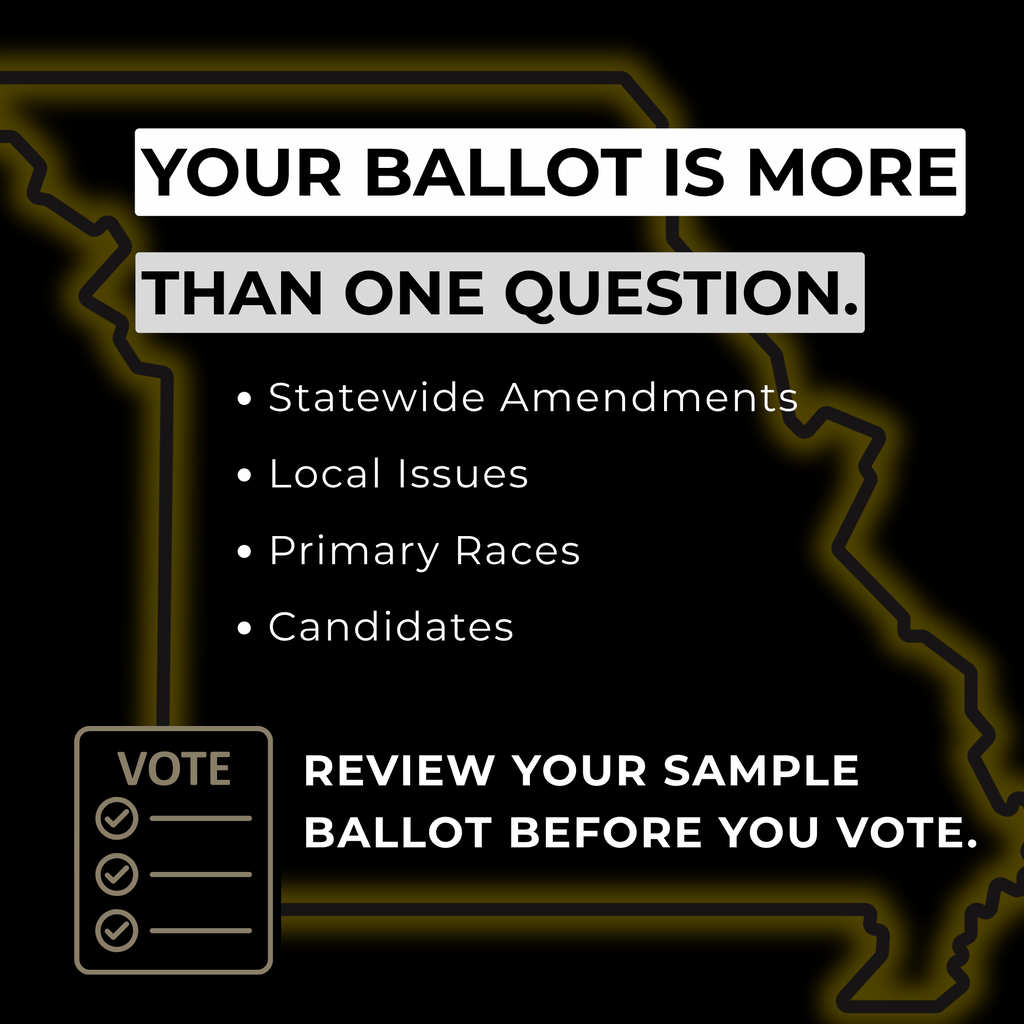 Graphic reading "Your Ballot Is More Than One Question" with reminders that ballots may include statewide amendments, local issues, primary races, and candidates, encouraging voters to review their sample ballot before voting.