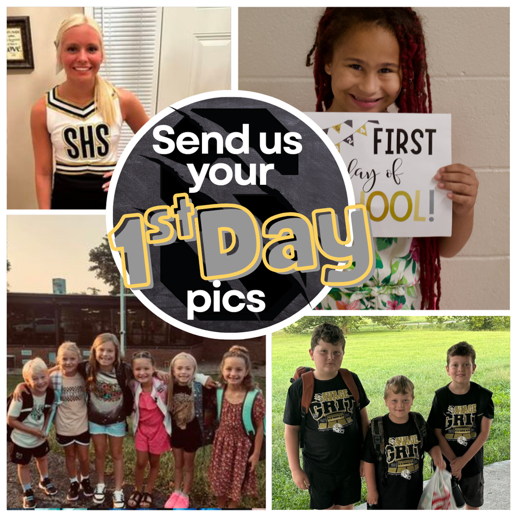 Collage of Savannah R3 students on the first day of school with the message, “Send us your first day pics!”
