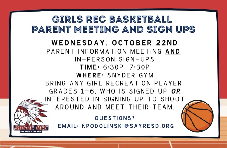 Girls Rec Basketball Parent Meeting 10/22
