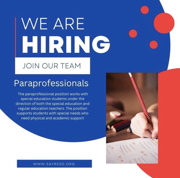 Flyer for job posting. paraprofessionals