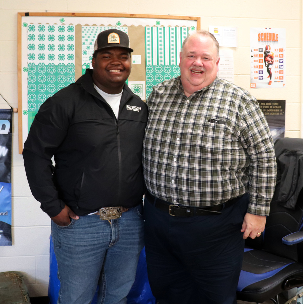 Student body president Ty Morton with Professor Layfield.
