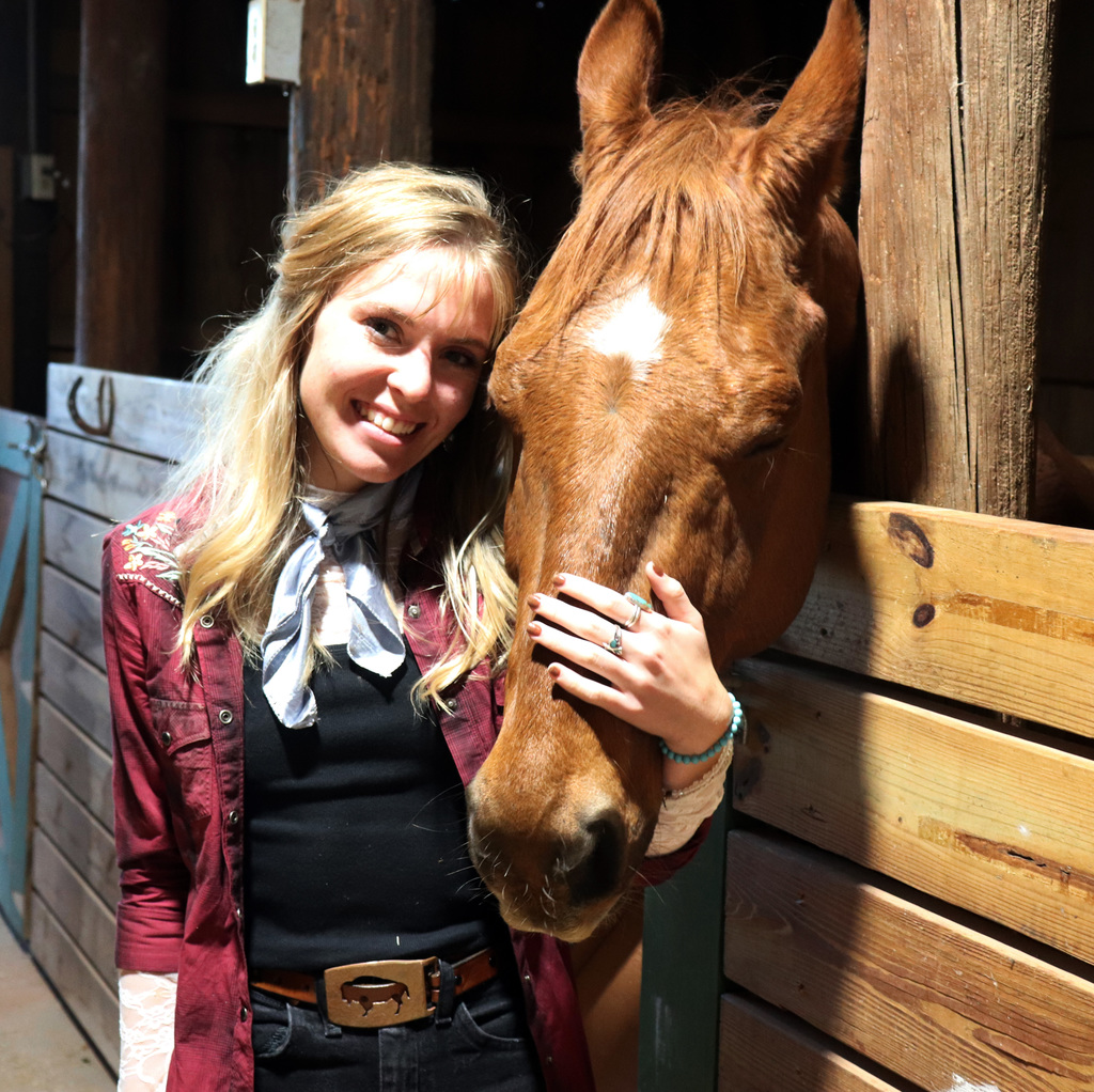 The equine center was a popular spot for these visiting Clemson students.