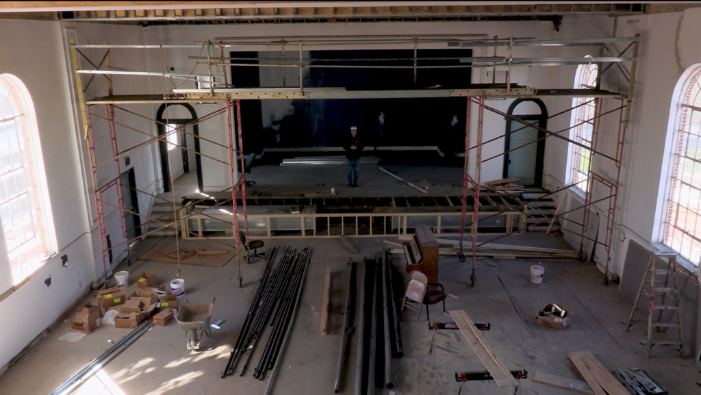 The auditorium at De La Howe is a centerpiece of the renovation.