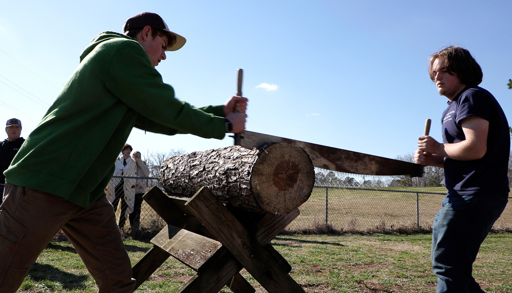 Students competed in a lumberjack competition.