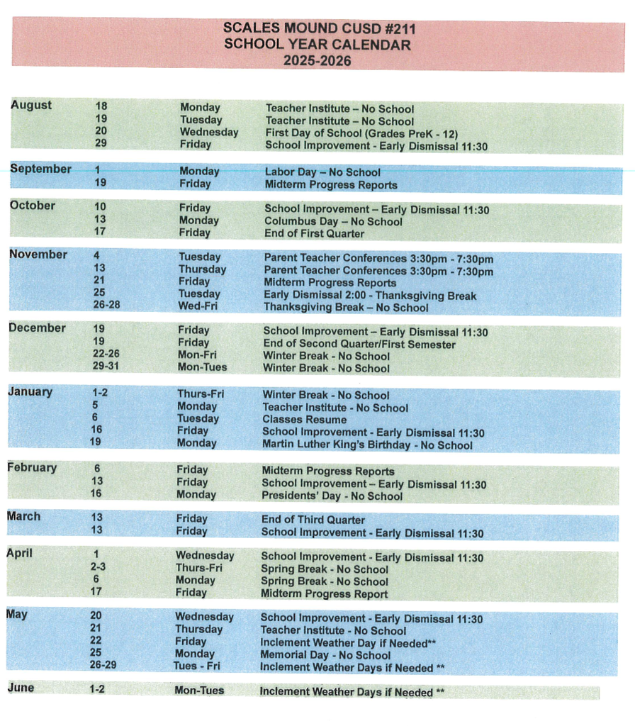 School Year Calendar