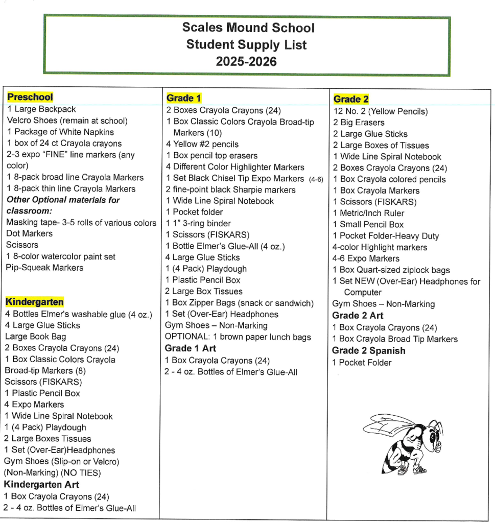 Supply List 1/2